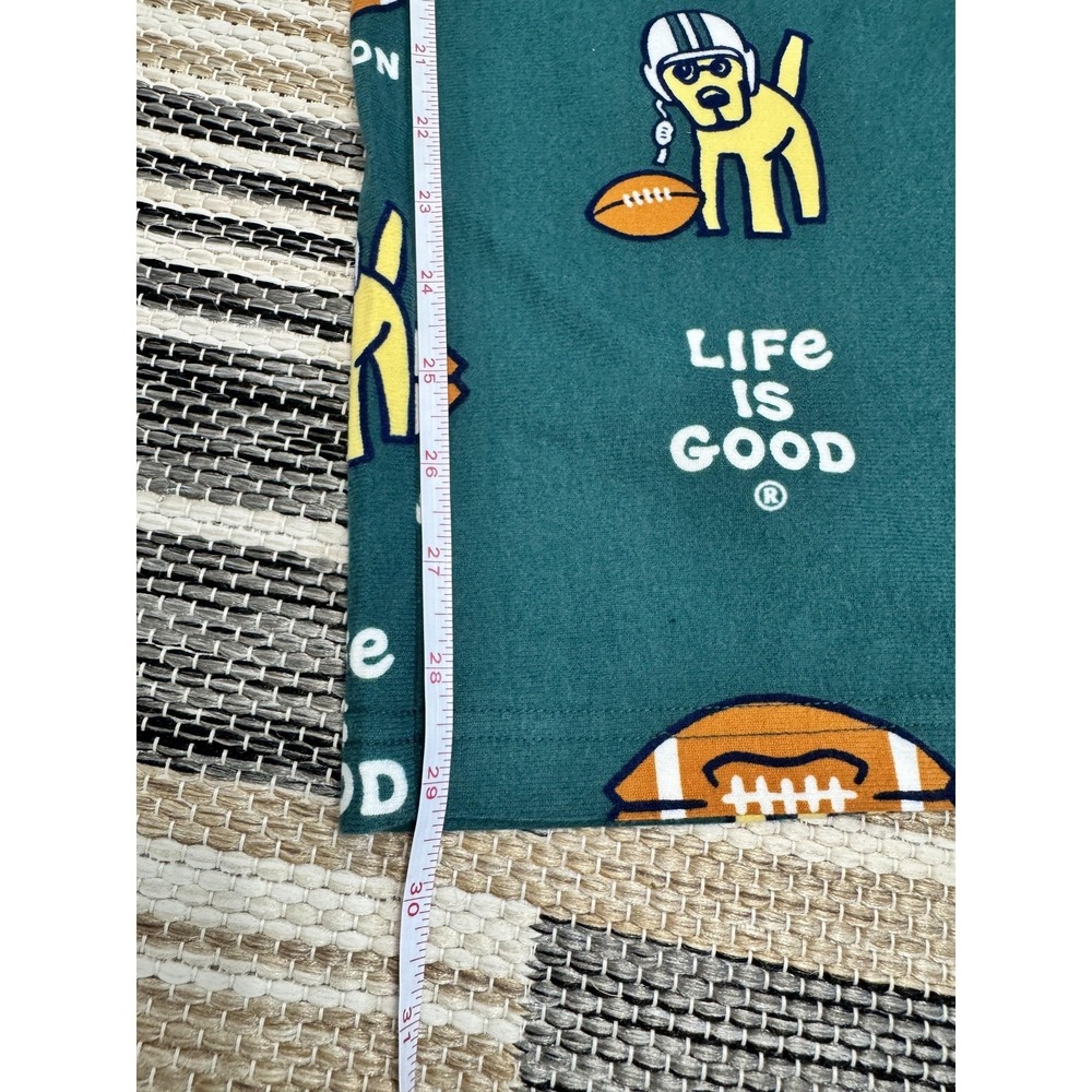 Life Is Good Pajama Pants Mens Small Green Game On Dog Football Lounge Sleepwear - Picture 12 of 14